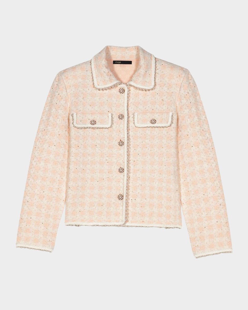 Martingal Embellished Checked Cardigan